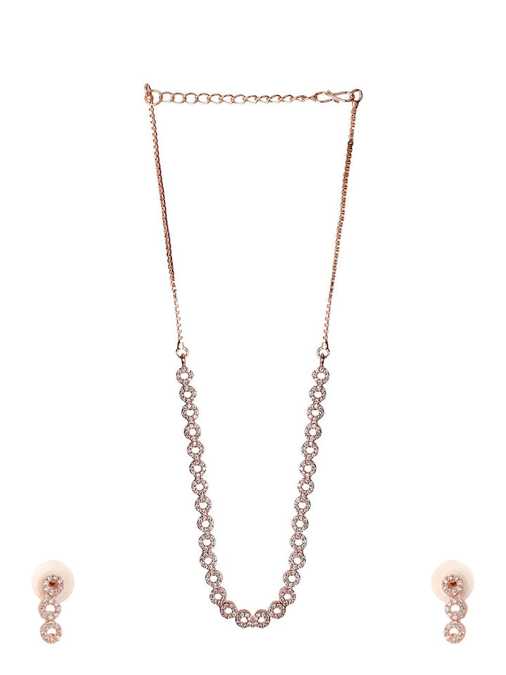 Rose Gold American Diamond Jewellery Set