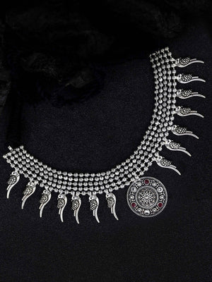 Ruby German Silver Oxidised Jewellery Set