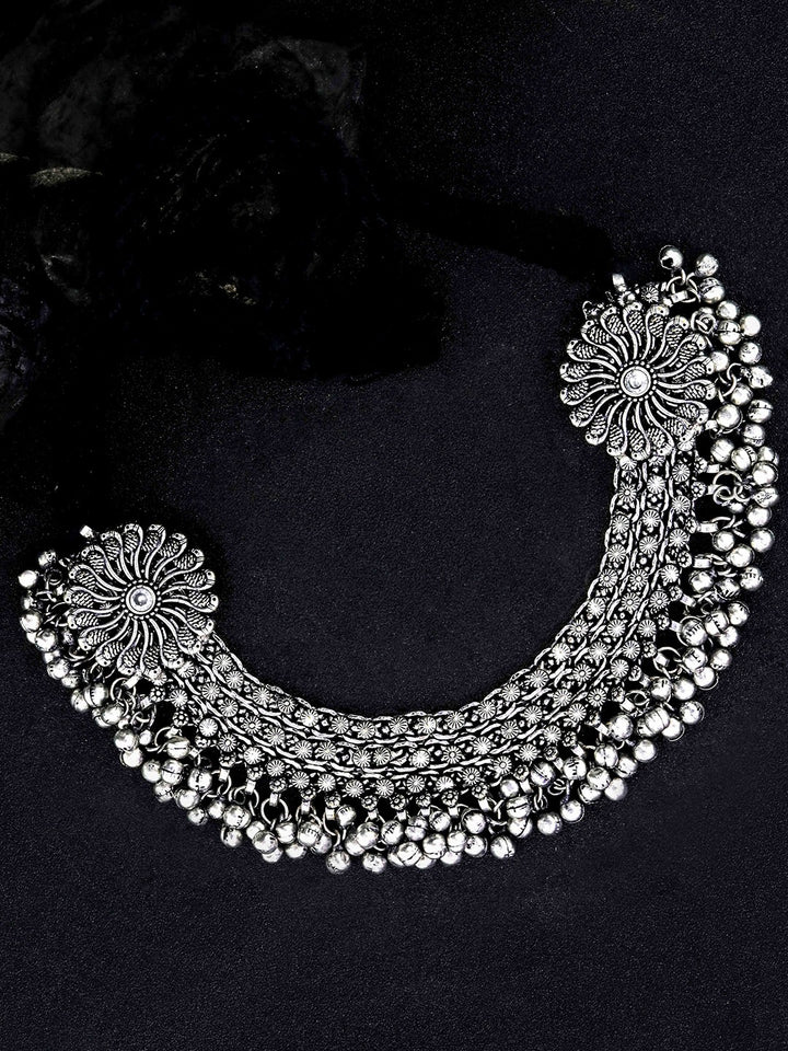 German Silver Oxidised Ghungroo Necklace