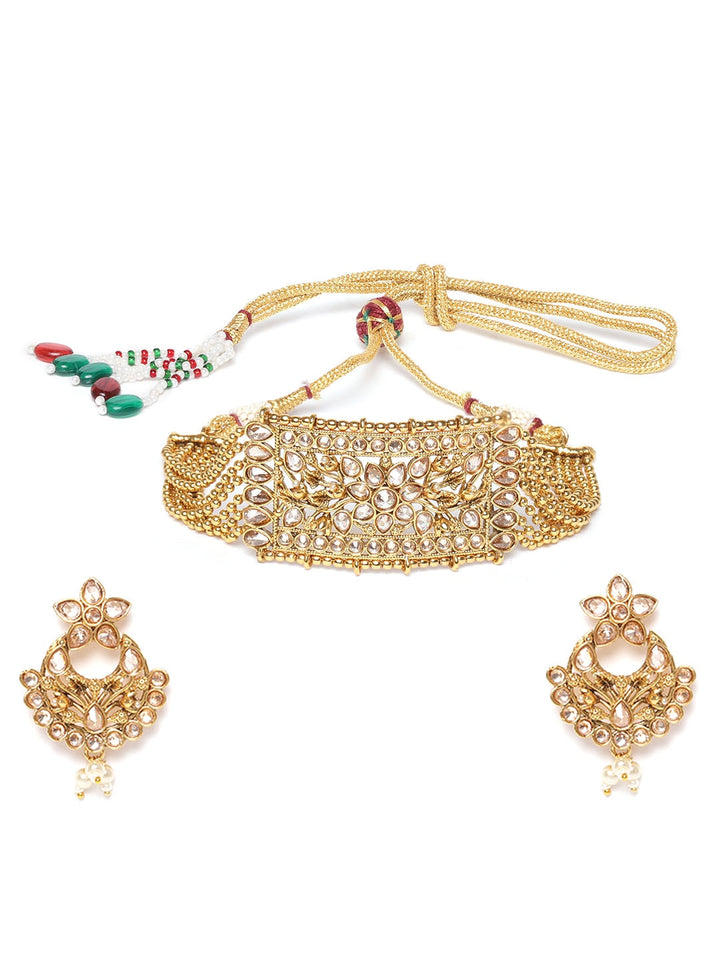 Kundan Beads Gold Plated Floral Choker