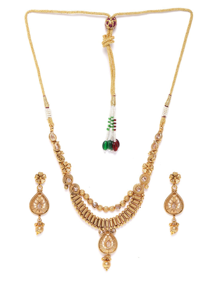 Kundan Beads Gold Plated Jewellery Set