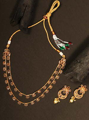 Kundan Pearls Gold Plated Layered Jewellery Set