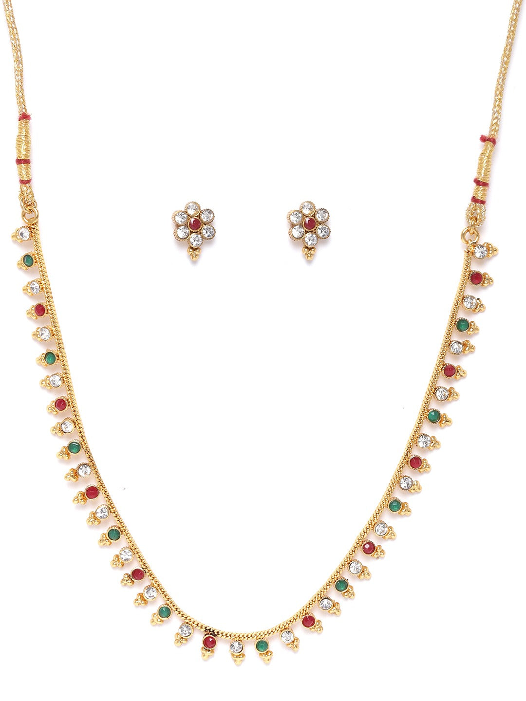 Multicolor Stones Gold Plated Jewellery Set