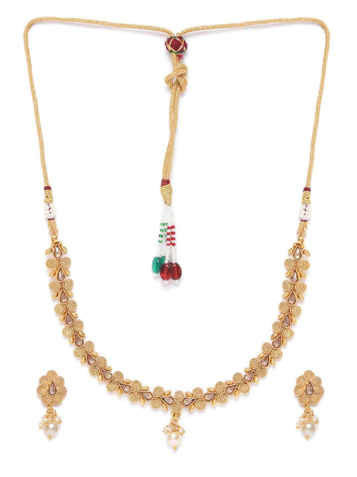 Pearls Beads Floral Jewellery Set