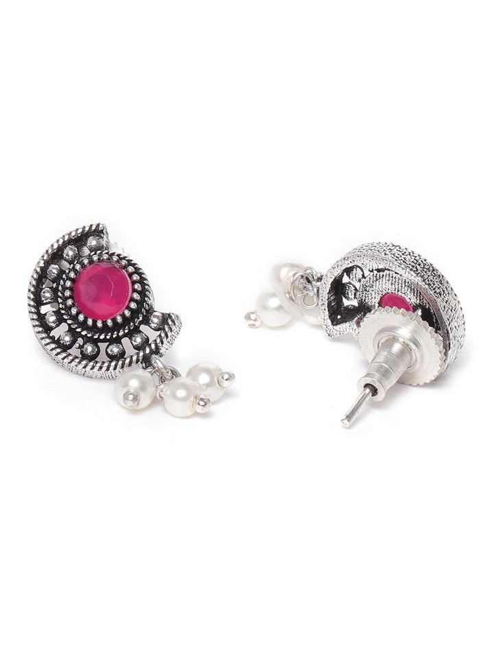 Ruby Beads German Silver Oxidised Jewellery Set