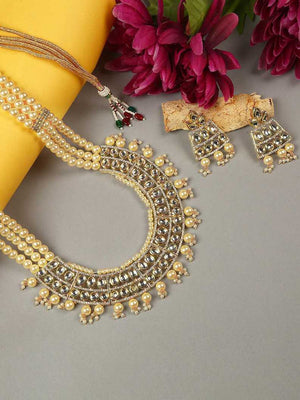 Yellow Pearls Beads Kundan Gold Plated Jewellery Sets