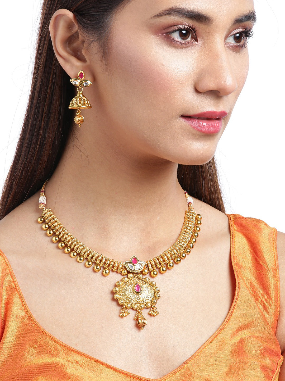 Kundan Beads Gold Plated Jewellery Set