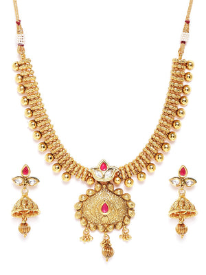 Kundan Beads Gold Plated Jewellery Set