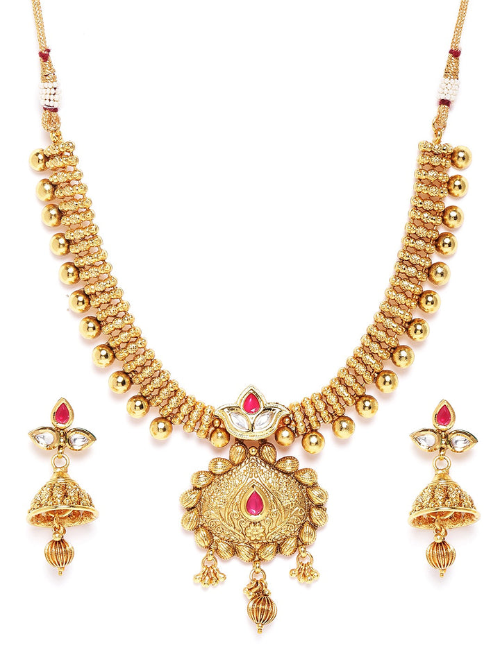 Kundan Beads Gold Plated Jewellery Set