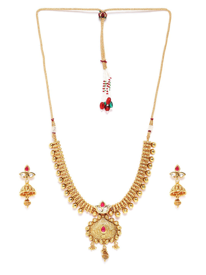 Kundan Beads Gold Plated Jewellery Set