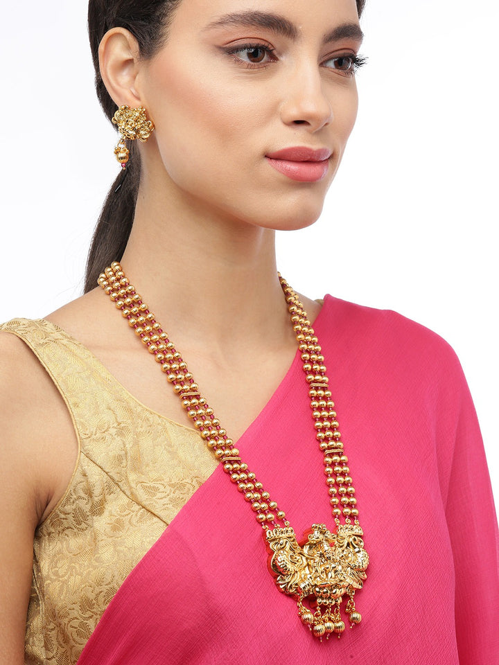 Beads Gold Plated Temple Jewellery Set