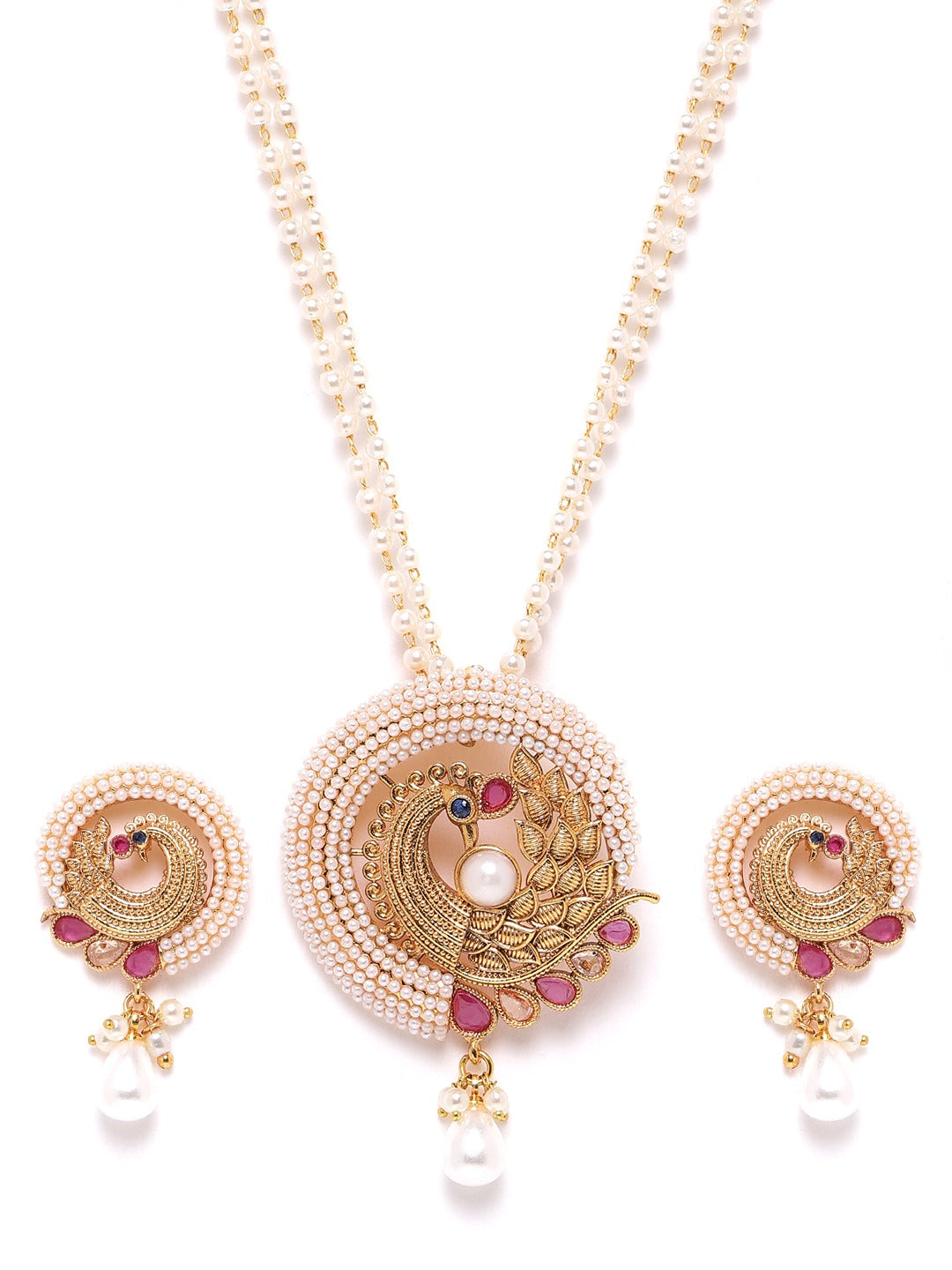 Peacock Pearl-Traditional Wear Gold Plated Jewellery Set