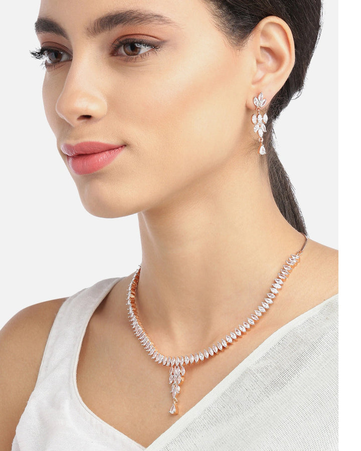 Rose Gold American Diamond Jewellery Set