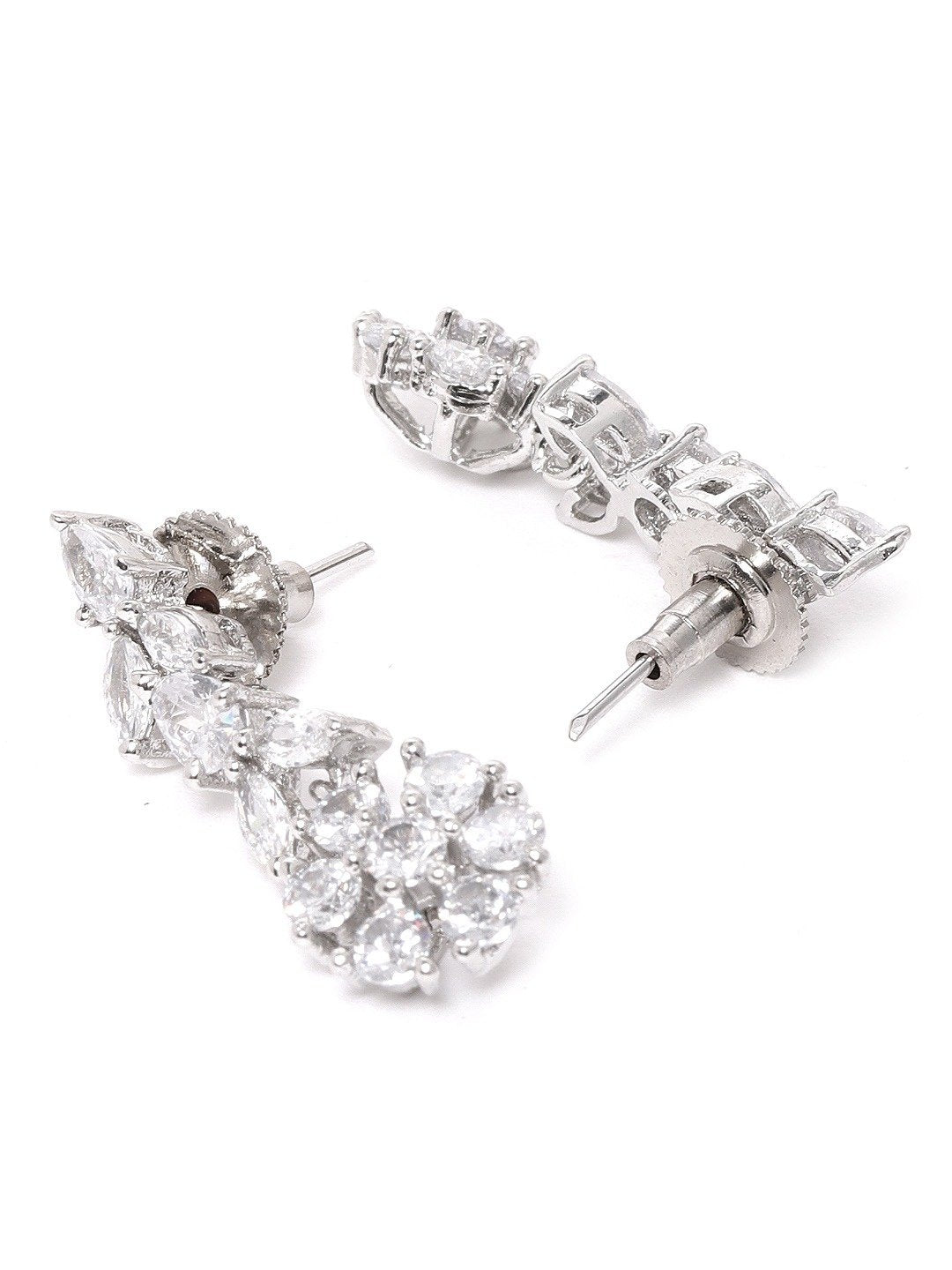 American Diamond Silver Plated Leaf Jewellery Set