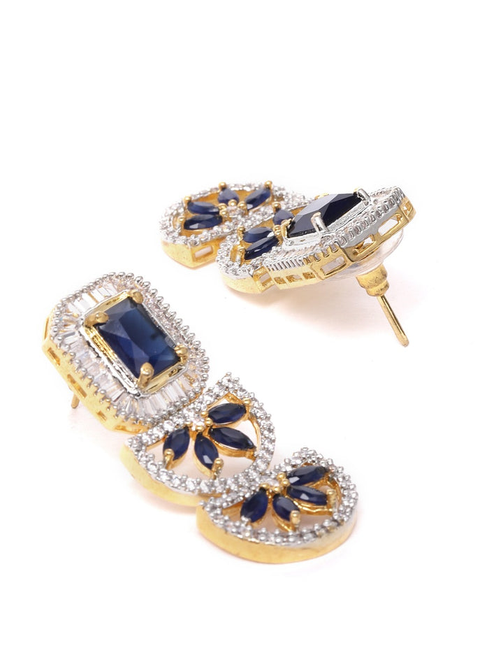 Blue American Diamond Gold Plated Jewellery Set