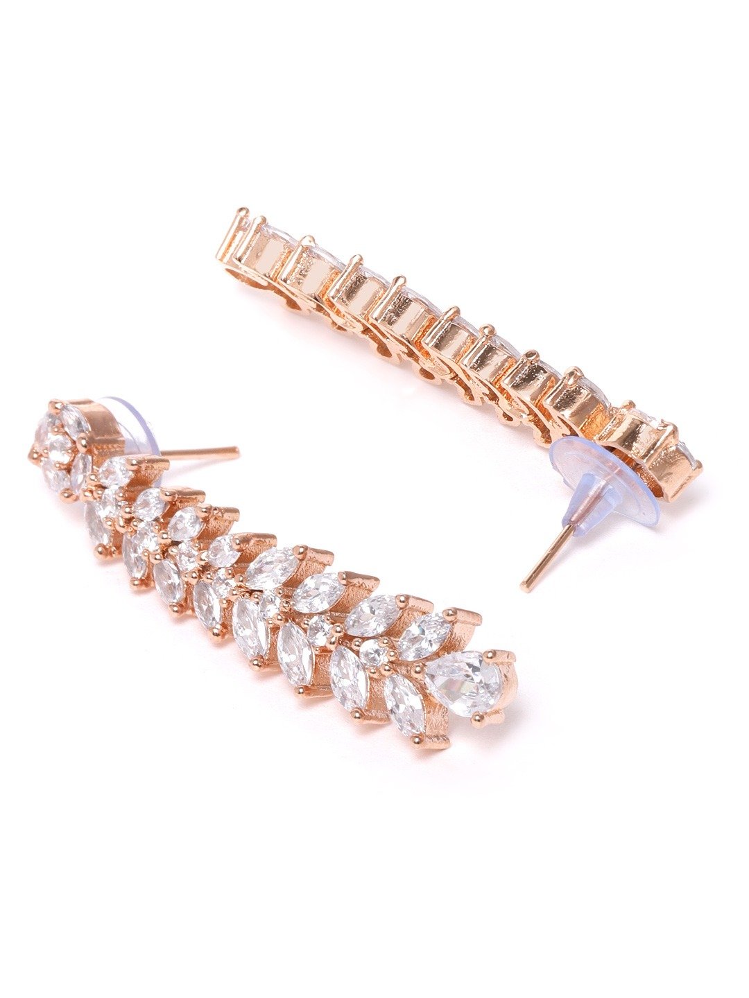 Leaf Elegance - American Diamond Rose Gold Plated Jewellery Set