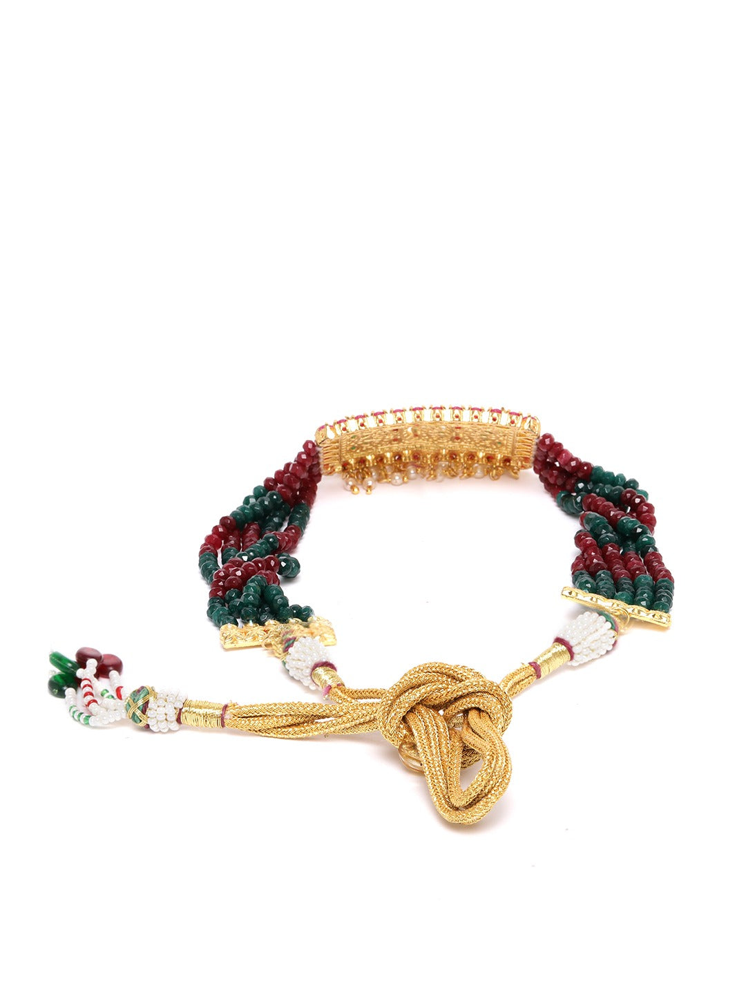 Red Green Beads Gold Plated Choker
