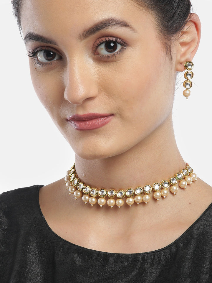 Kundan Pearls Gold Plated Jewellery Set