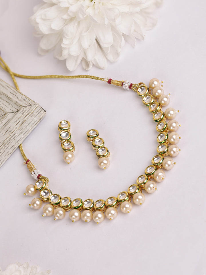 Kundan Pearls Gold Plated Jewellery Set