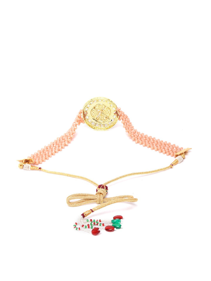 Peach Beaded Kundan Choker