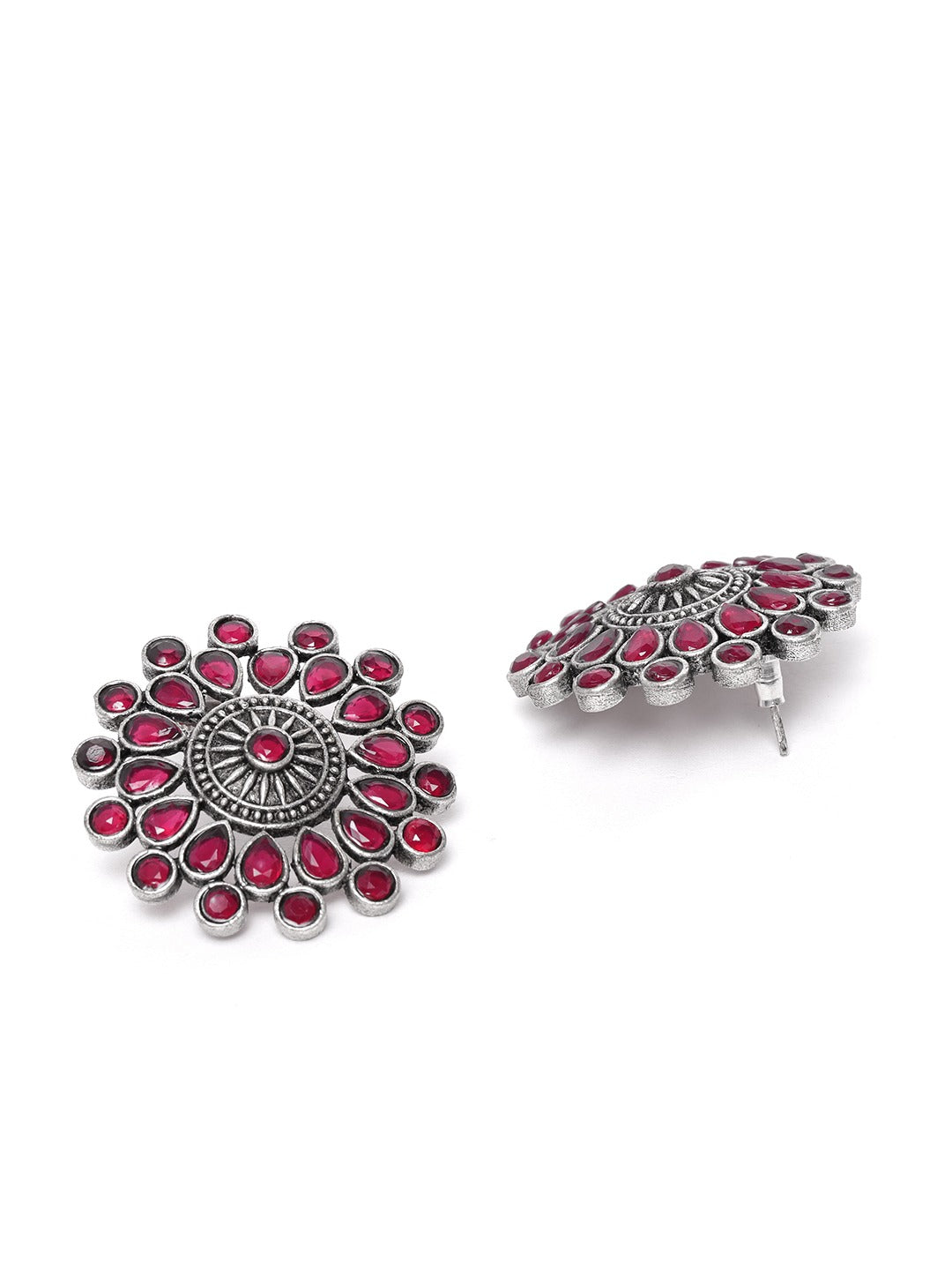 Indo Western White Fusion Arts German Silver Oxidised Brass AD Stone Stud  Earrings at Rs 120/pair in Mumbai