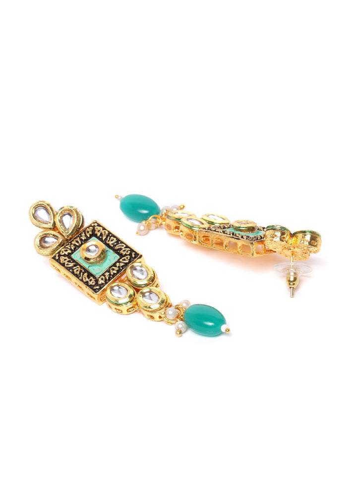 Green Kundan Emerald Gold Plated Jewellery Set