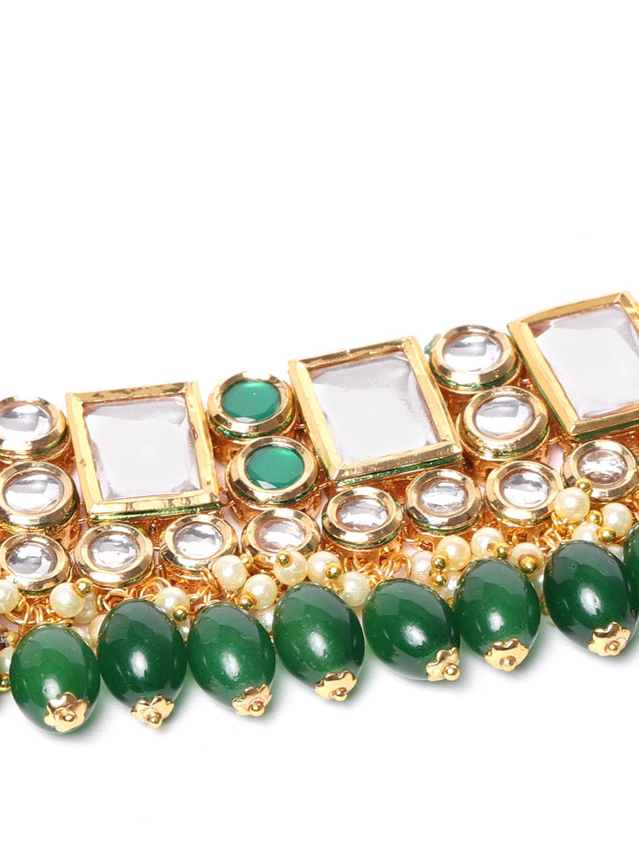 Kundan Emerald StonesGold Plated Jewellery Set