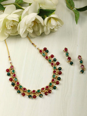 Ruby Emerald Gold Plated Jewellery Set
