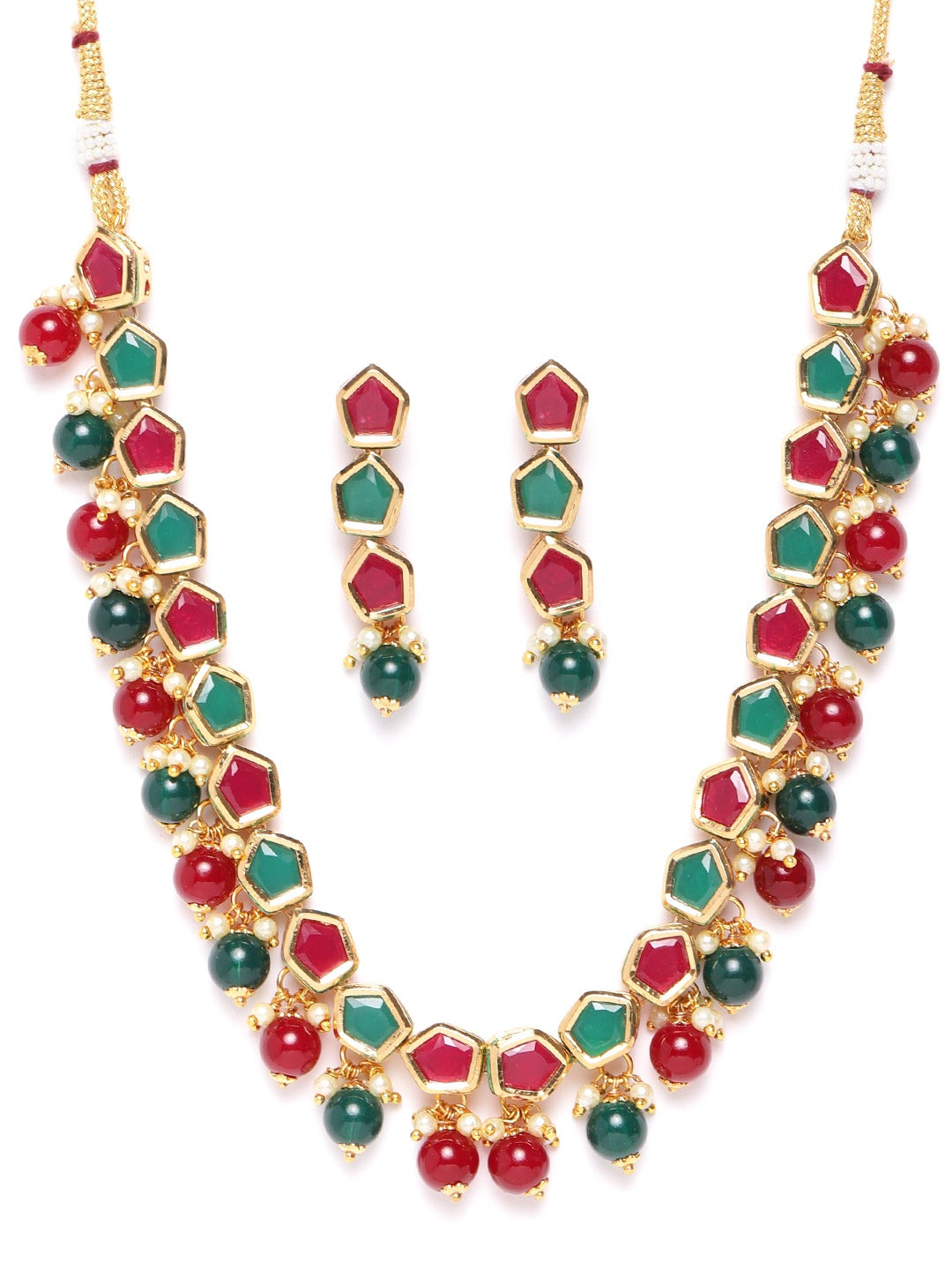 Ruby Emerald Gold Plated Jewellery Set