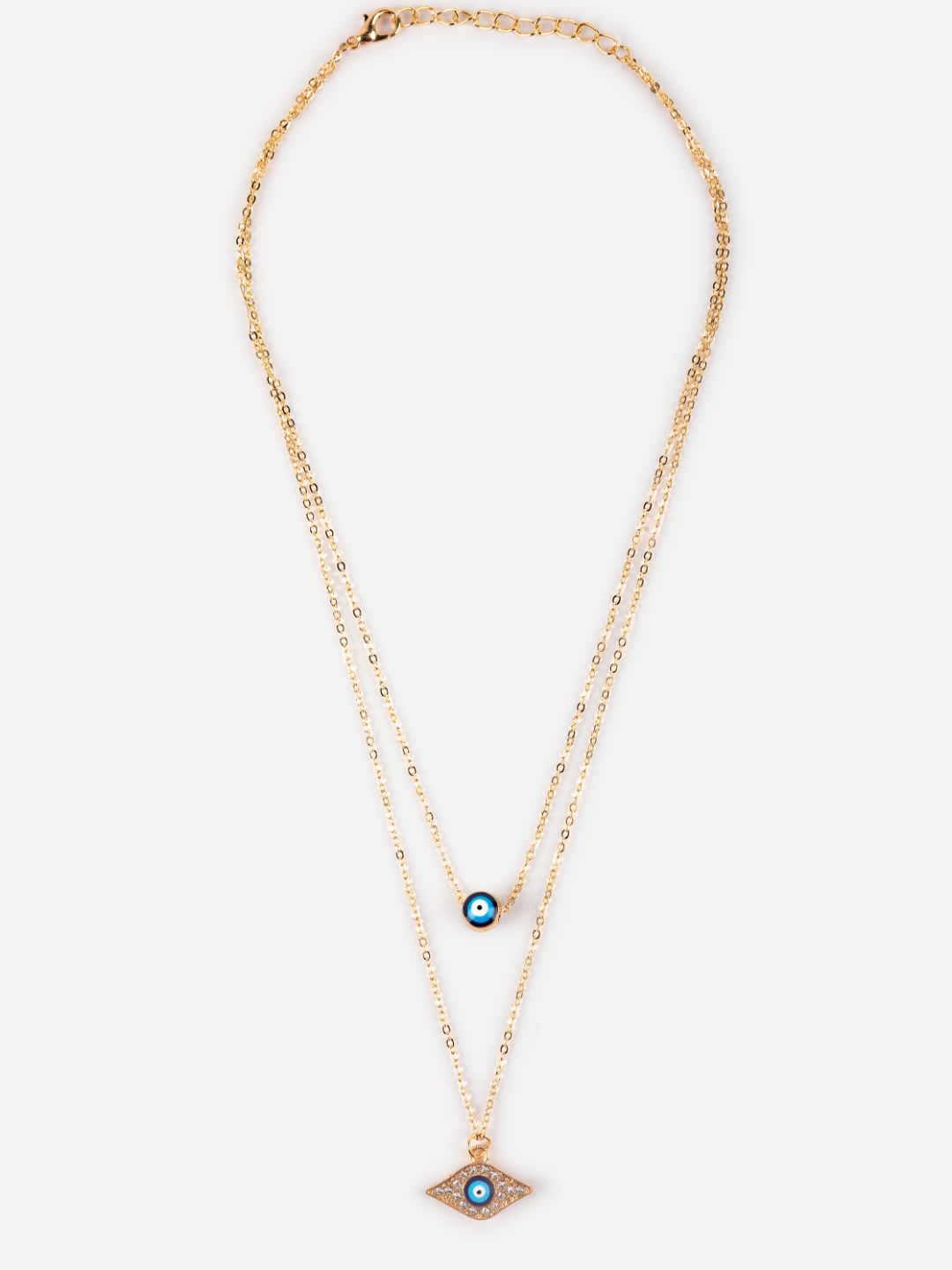 Studded Evil Eye Dual-Layered Gold-Plated Necklace