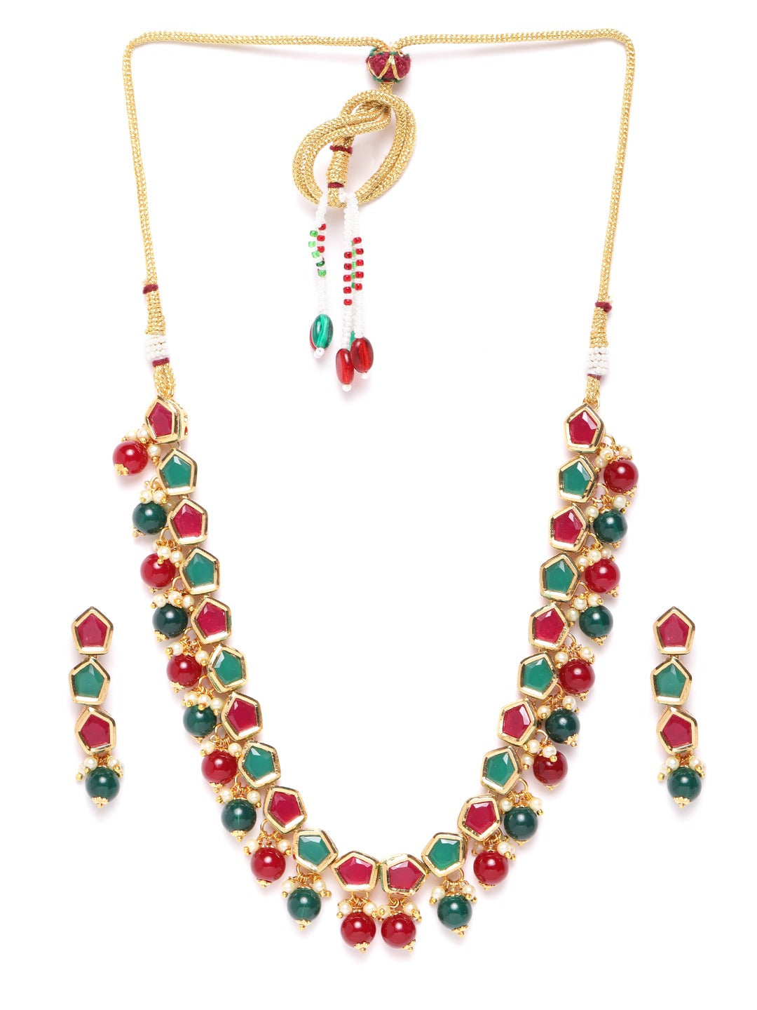 Ruby Emerald Gold Plated Jewellery Set