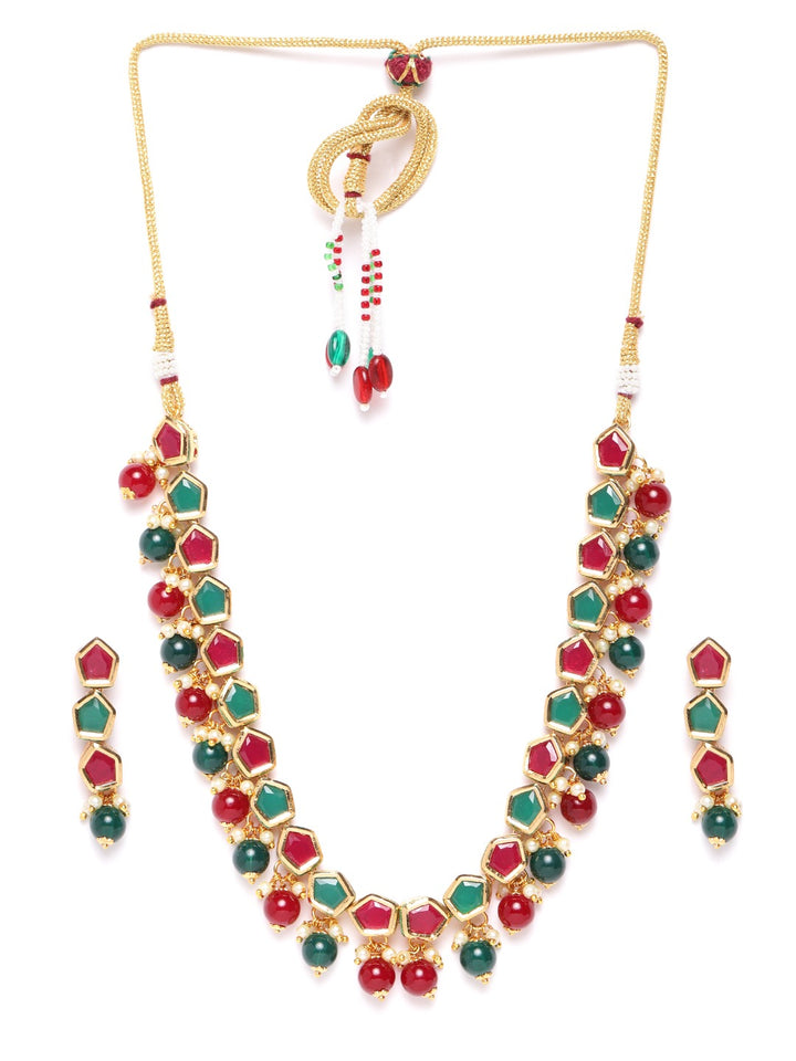 Ruby Emerald Gold Plated Jewellery Set