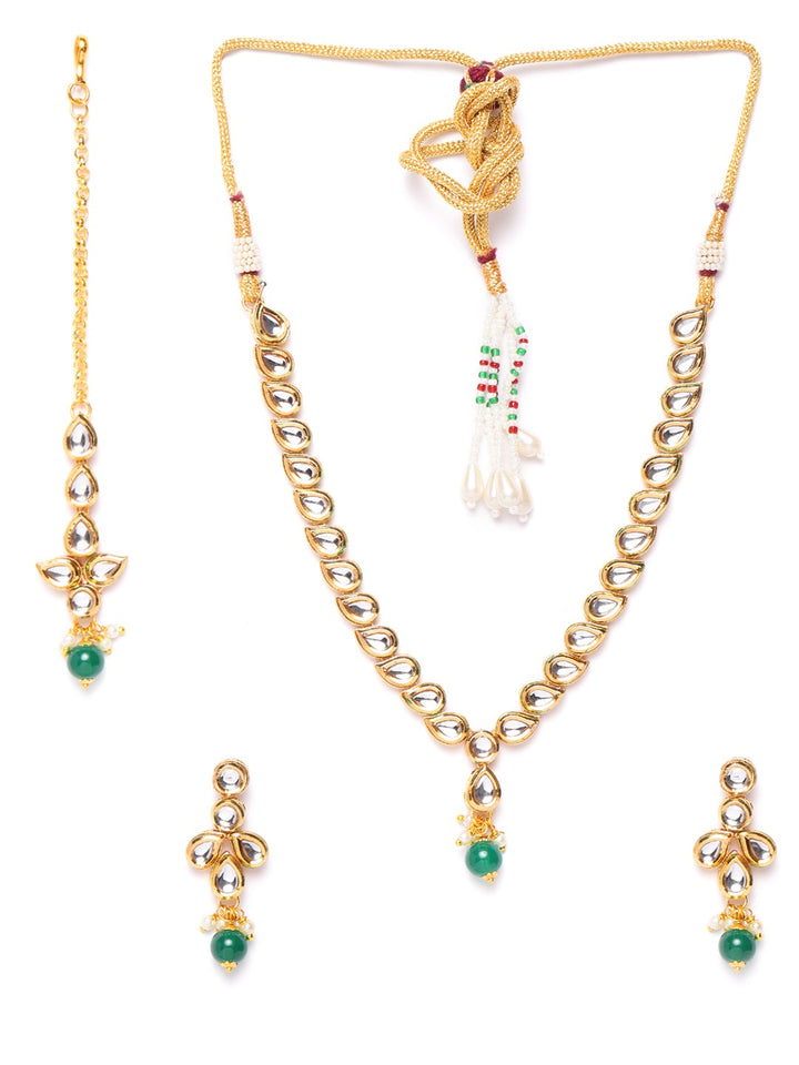 Kundan Emerald Gold Plated Jewellery Set