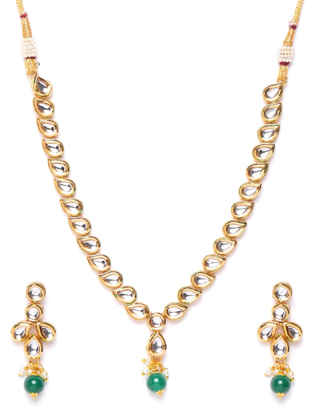 Kundan Emerald Gold Plated Jewellery Set