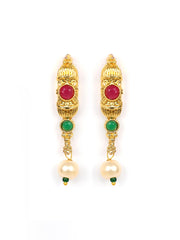 Ruby Emerald Pearls Gold Plated Jewellery Set