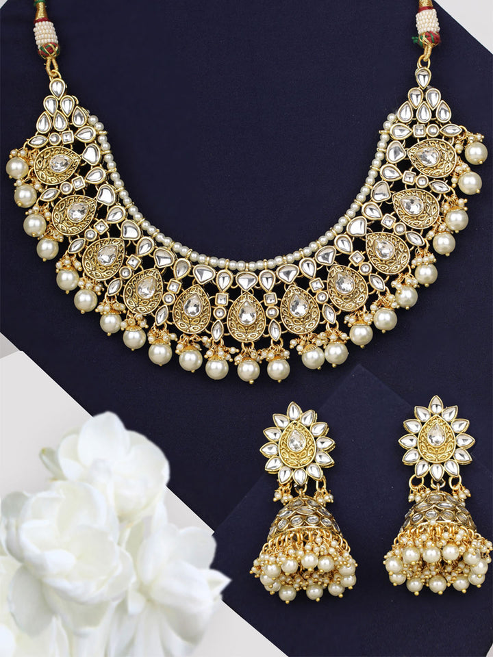 Kundan Pearls Beads Gold Plated Traditional Jewellery Set