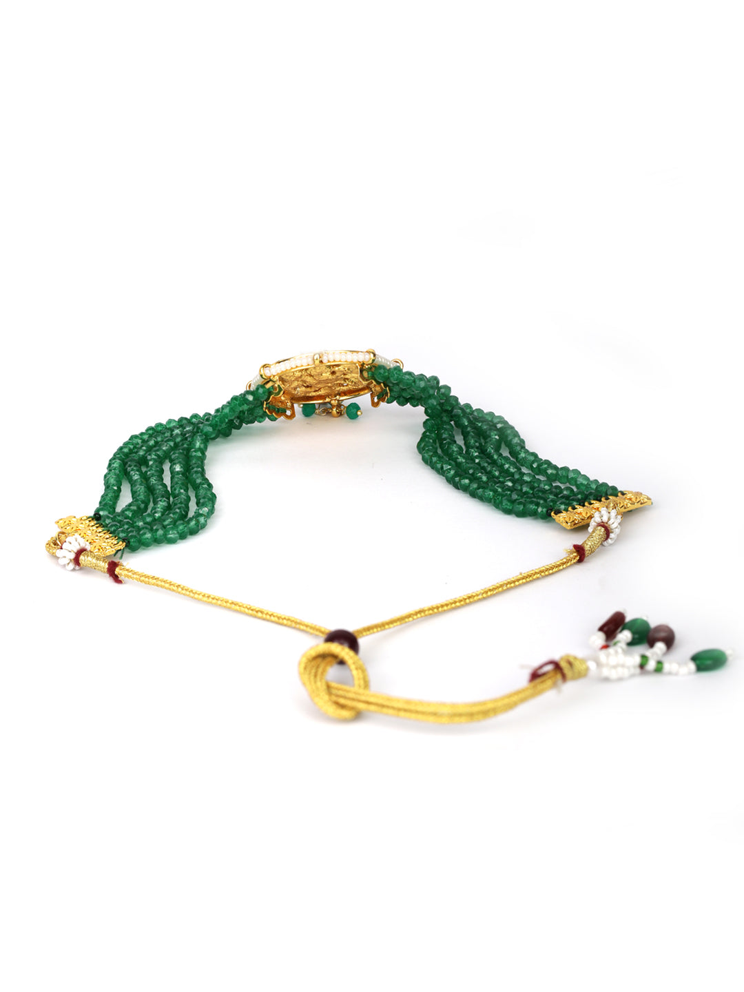 Green Beads Kundan Gold Plated Traditional Choker