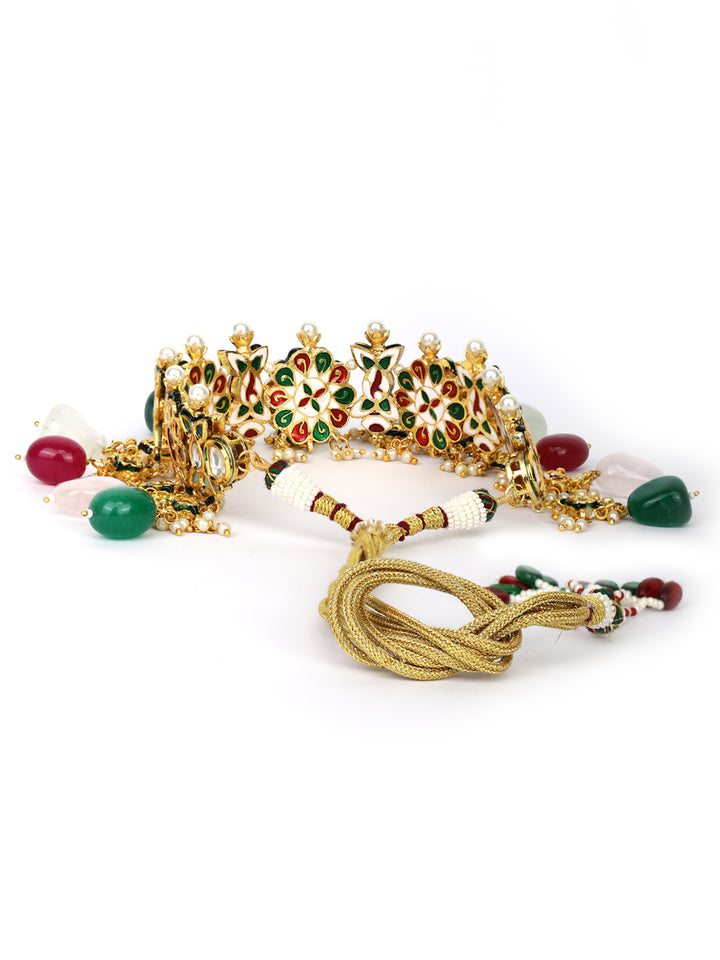Kundan Ruby Emerald Beads Gold Plated Traditional Choker