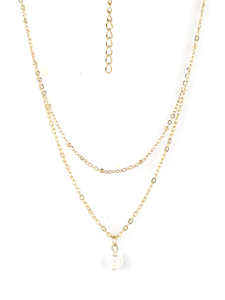 Gold Plated Pearl Layered Necklace