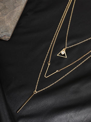 Gold Plated Stone Layered Necklace