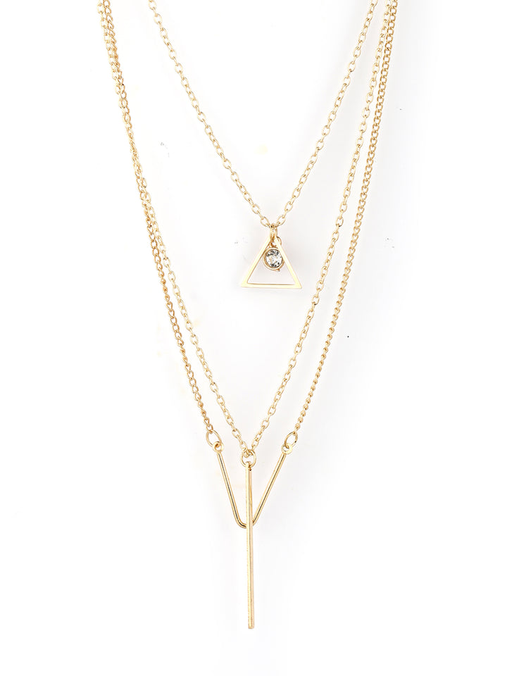 Gold Plated Stone Layered Necklace