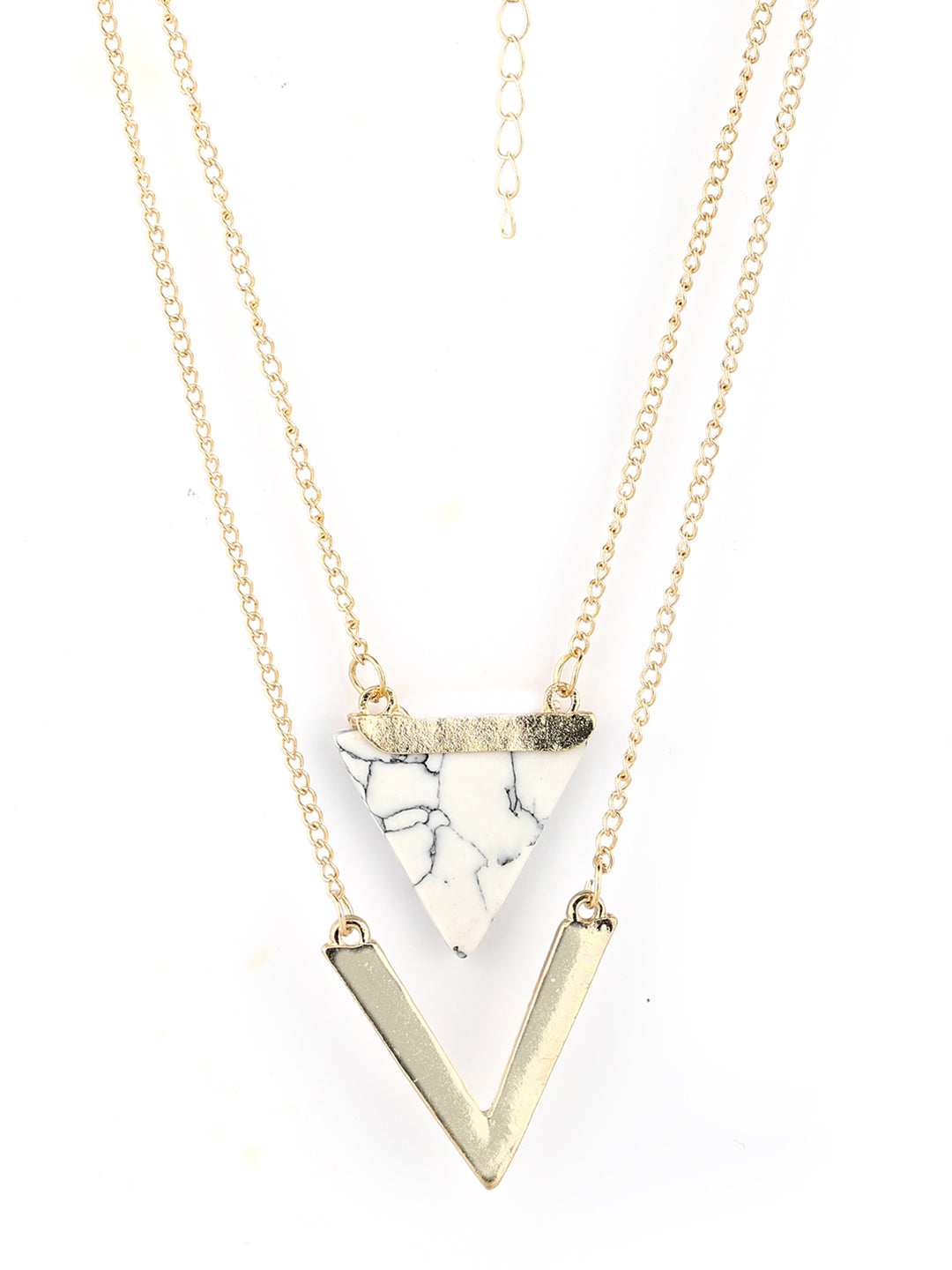 Gold Plated Triangle Pendant Layered Necklace