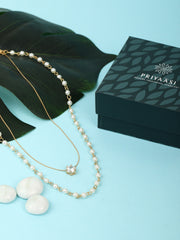 Gold Plated Stones & Beads Pendant Necklace
