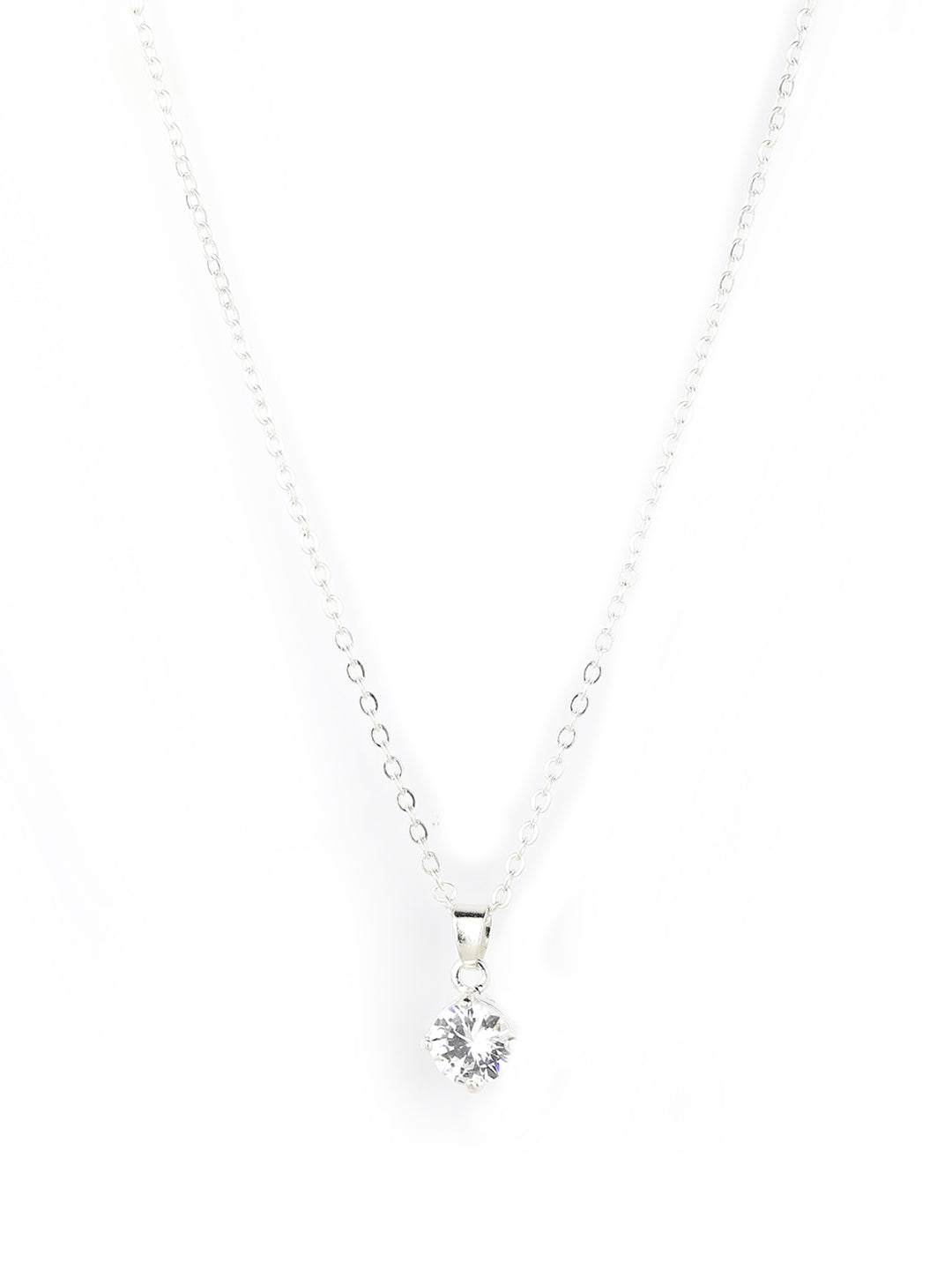 Silver Plated Cubic Zirconia Pendant Necklace