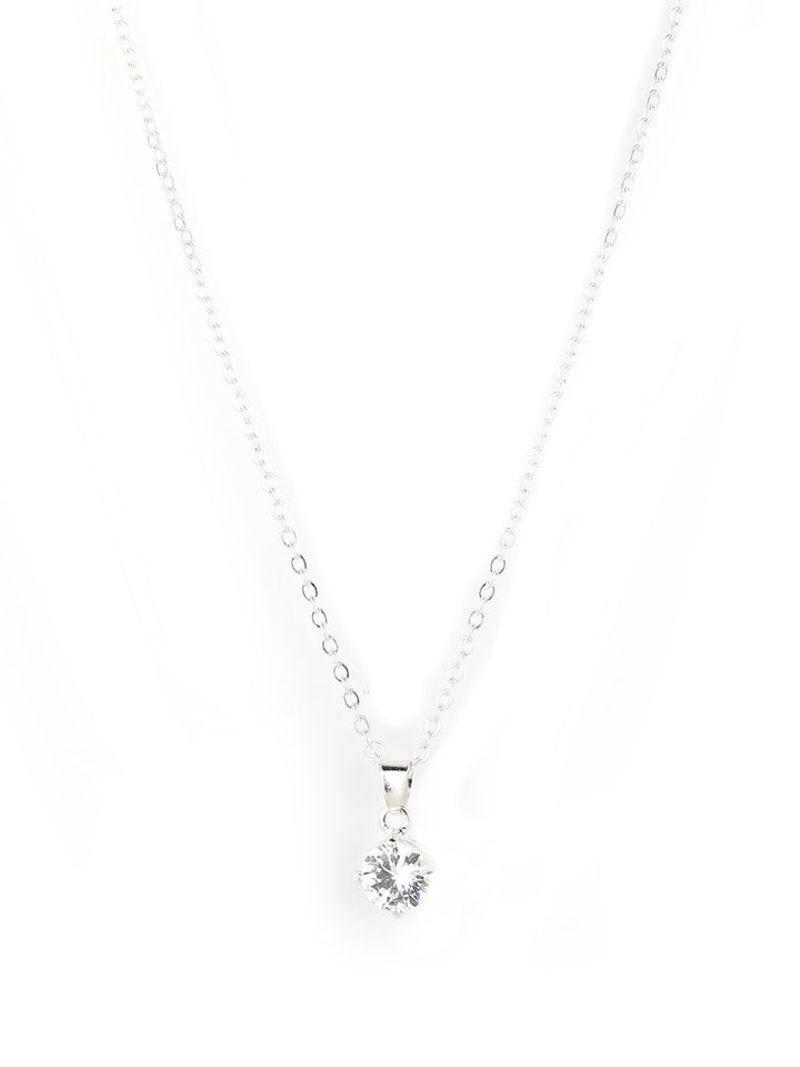 Silver Plated Cubic Zirconia Pendant Necklace