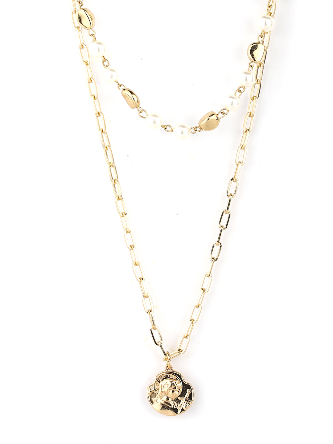 Gold Plated Pearls Layered Necklace