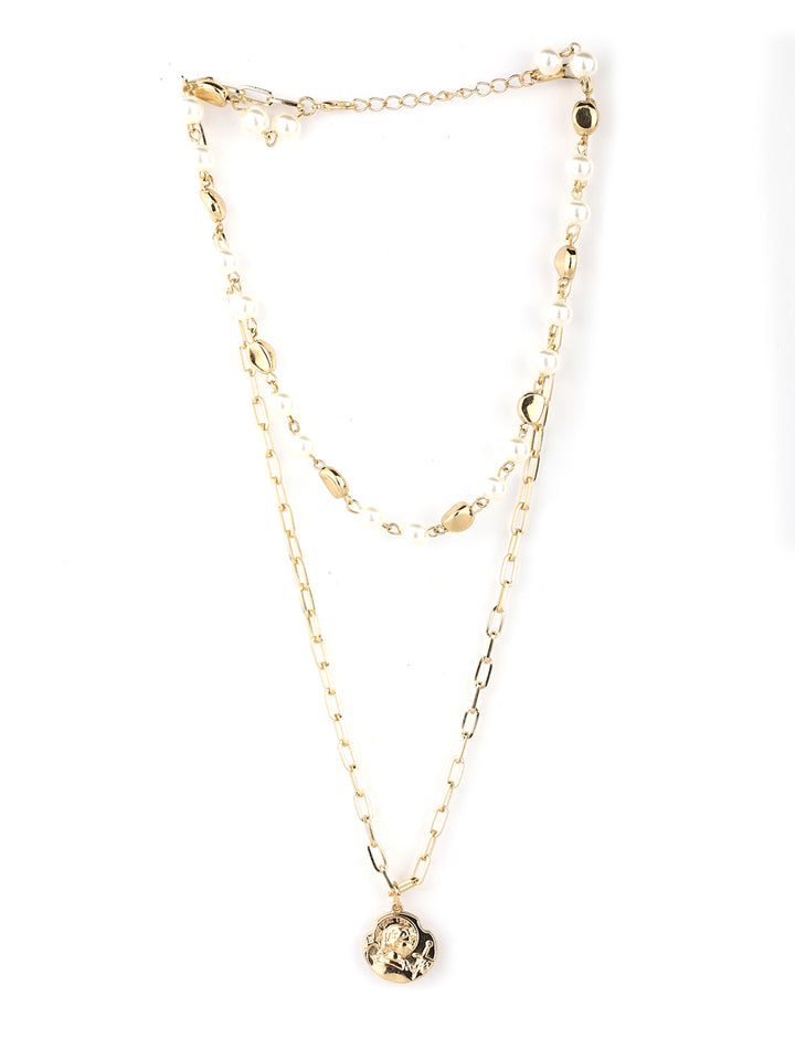 Gold Plated Pearls Layered Necklace