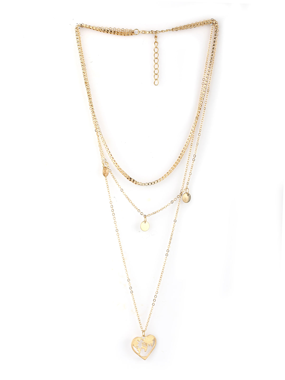 Gold Plated Heart Pendant Layered Necklace