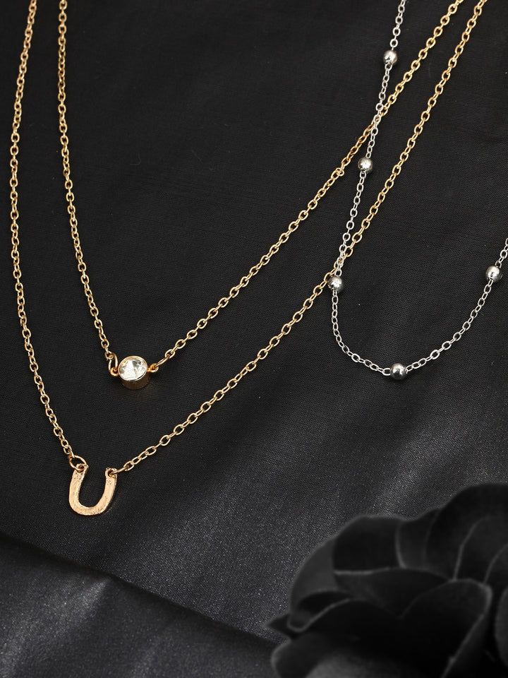 Combo of 2 Gold & Silver Plated Layered Necklace