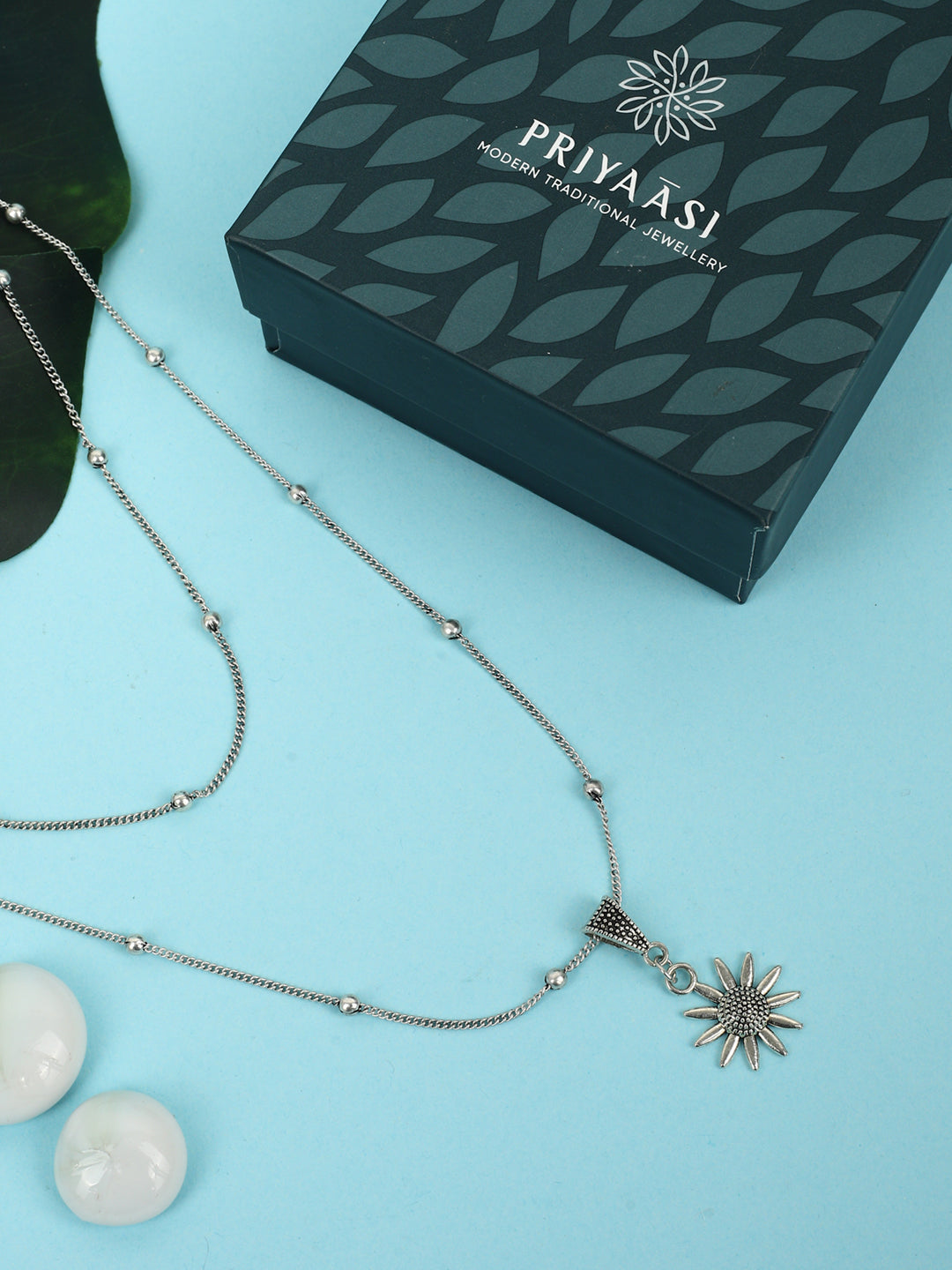 Silver Plated Floral Layered Necklace
